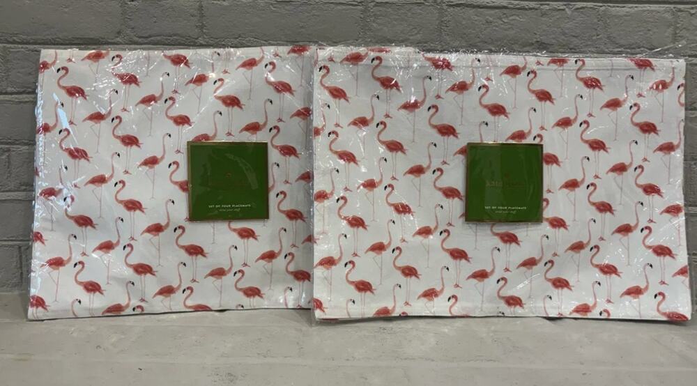 Kate Spade Strut Your Stuff Pink Flamingo Placemats Lot of 8 NEW